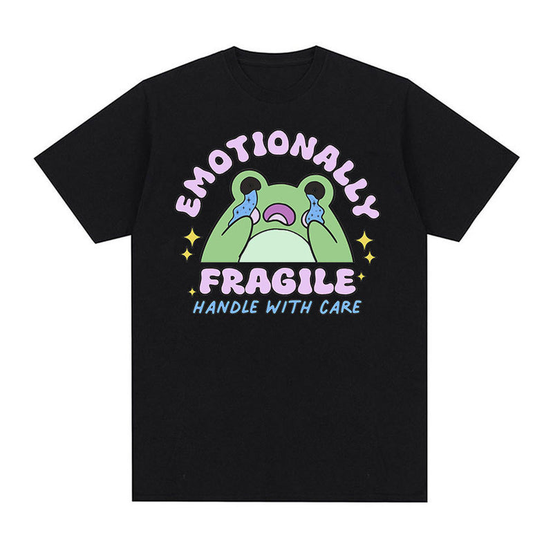 Emotionally Fragile Handle with Care Cute Frog Meme T Shirts