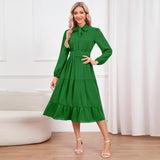Women Date Dress Stand-up Collar Bowknot Dress Autumn and Winter