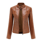Red Leather Jacket Autumn and Winter Leisure Leather Motorcycle Jacket