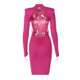 Women Dresses Winter Sexy Backless Chain Slim Sheath Dress