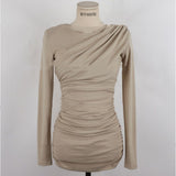 Women Dresses Autumn and Winter Long Sleeve round Neck Hip Skirt Slim Fit Skirt