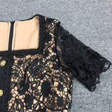 Women's Evening Dress Casual Lace Hollow Short Sleeve Dress