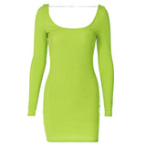 Women Dresses Spring Sexy Backless Slim Fit Long Sleeve Narrow Dress