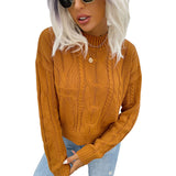 Women Knitted Sweater Autumn and Winter Leisure Top Solid Color Twist Long Sleeve Women's Sweater