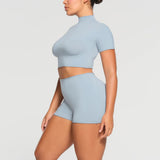 Women T-shirt Sexy Slim Fit Turtleneck T-shirt Short Top