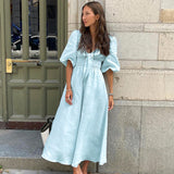 Women Dress Light Blue Dress Loose Casual Dress