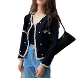 Women Cardigan Sweater Autumn Knitted Short Coat Slim-Fit Cardigan Long Sleeve Coat 2ta07