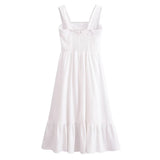 Women Dresses Summer Square Collar Bow Lace Dress (Xds0414)
