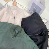 Women Jacket Autumn and Winter Stand Collar Jacket Long Sleeve Baseball Uniform Coat