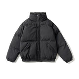 Unisex Winter Cotton Coat Plaid Stand-up Collar Cotton-Padded Clothes Retro Loose and Warm Cotton-Padded Jacket