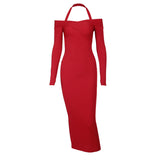 Women Dresses Retro Slim-Fit Long Sleeve Dress Autumn