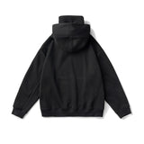 Unisex Winter Cotton Coat Letter Embroidered Hoodie Vintage Loose High Collar Top