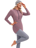 Muslim Bathing Suits Muslim Swimwear Printed Muslim Women's Swimsuit Zipper Chest Pad Burkini