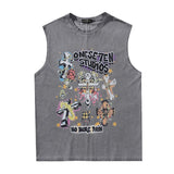 Men Vest Retro Sleeveless Vest T-shirt