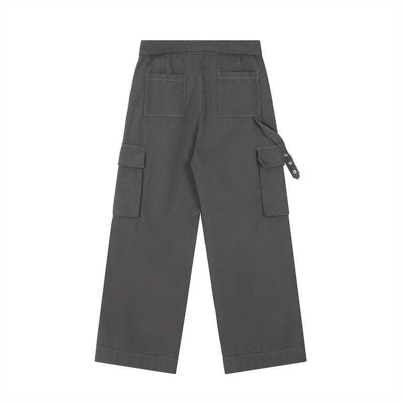Men Sweatpants Casual Pants Men's Multi-Pocket Loose Straight-Leg Wide-Leg Pants