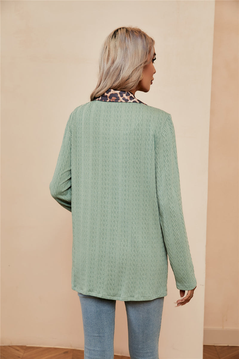 Beth Dutton Wardrobe Leopard Splicing Cardigan Women's Suit Lapel Suit Jacket Tops