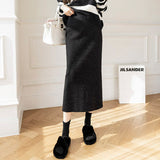 Women Knitted Skirt Autumn and Winter Knitted High Waist Sheath Mid-Length Skirt