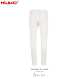 MIJKO Mens Vintage Pants Slim Fit Zip Trim Jeans