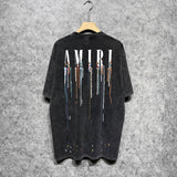 Amiri T-shirt Washed and Worn Retro Short Sleeve T-shirt