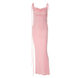 Women Dresses Winter Sexy Backless Slim Fit Lace-up Dress