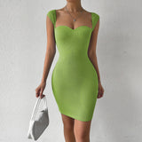Women Dress Spring and Summer Sexy Nightclub Skirt Sleeveless Knitted Hip Spaghetti Straps Dress