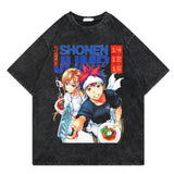 Washed retro t-shirt street print graphic casual