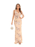 Women Evening Gown Sexy Retro Backless Sequins Dress