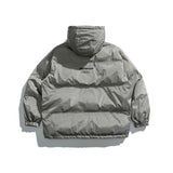 Unisex Winter Cotton Coat Plaid Decorative Hooded Cotton-Padded Coat Retro Detachable Hat Cotton-Padded Coat