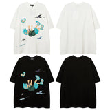 Men T Shirt Cartoon Puff Print Short Sleeve T-shirt