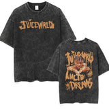 Rapper JUICE WRLD Graphic T-Shirt Men's Hip Hop Vintage Washed