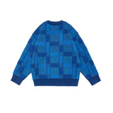 Unisex Sweater Autumn Plaid Three-Dimensional Embroidered Sweater