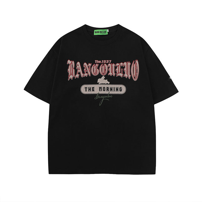 Men T Shirt Summer Vintage Letter Print Couple Short Sleeve T-shirt
