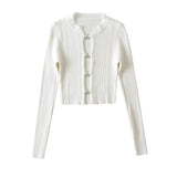 Women Sweater Knitwear Autumn Winter Sexy Knitted Single-Breasted Short Sweater Top