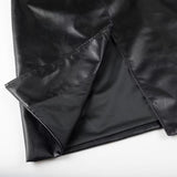 Women Coats Spring Faux Leather PU Black Long Trench Coat