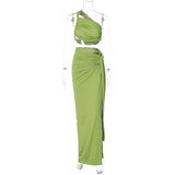 Women Dresses Autumn Sexy Backless Slim Fit Split Skirt Suit