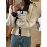 Women Knitted Cardigan Autumn Spring Retro Lapels
