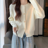 Women Knitwear Autumn and Winter round Neck Sweater Loose Knitted Cardigan