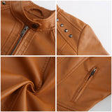 Red Leather Jacket Women's Rivet Leather Coat Spring and Autumn Jacket