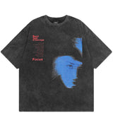 2024Men Streetwear Hip Hop Oversize T Shirt Blue Shadow