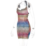 Women Dresses Autumn Sexy See-through Backless Lace-up Dress