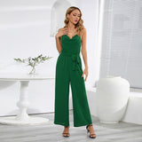 Women Date Dress Summer Sexy Slim-Fit Suspender Wide-Leg Jumpsuit Trousers