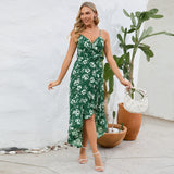 Women Date Dress Summer Sexy Suspender Dress Irregular Pattern Print Dress