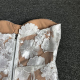 Women Evening Dress Elegant Lace Three-Dimensional Flower Sexy Dress Dress