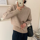 Women Knitted Pullover Vintage Autumn and Winter Loose Knitwear