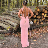 Women Dresses Winter Sexy Backless Slim Fit Lace-up Dress