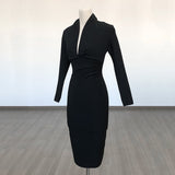 Women's Evening Dress Sexy V-neck Long Sleeve Bandage One-Piece Dress