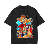 ONE PIECE T-shirt short sleeve summer washed old pure cotton loose