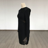 Women Evening Dress Autumn Dress Long Sleeve Sexy Gauzy Gown Bandage One-Piece Dress
