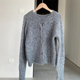 Women Cardigan Sweater Spring Alpaca Fleece/Fiber Cardigan Jacket Long-Sleeved round Neck Sweater Cardigan D2366