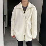 Women Cardigan Sweater Winter Zipper Coat Lapel Ins Long Sleeve Loose Sweater 1t8835